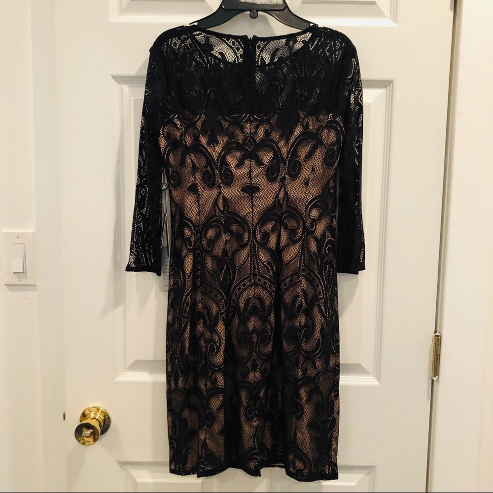 Adrianna Papell Black Lace Sleeve Dress NWT 4P 12 - Picture 5 of 8
